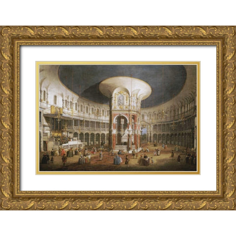 The Interior of The Rotunda, Ranelagh Gold Ornate Wood Framed Art Print with Double Matting by Canal, Giovanni Antonio