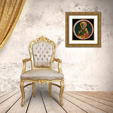 Saint Peter Gold Ornate Wood Framed Art Print with Double Matting by Caporali, Bartolomeo