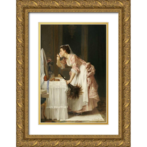 The Chamber Maid Gold Ornate Wood Framed Art Print with Double Matting by Caraud, Joseph