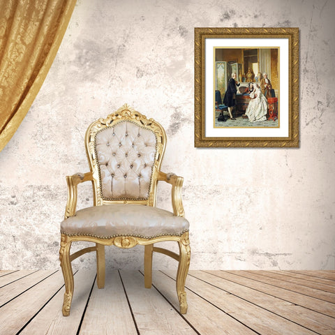 The Suitor Gold Ornate Wood Framed Art Print with Double Matting by Carolus, Jean