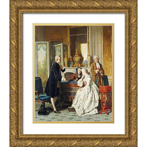 The Suitor Gold Ornate Wood Framed Art Print with Double Matting by Carolus, Jean