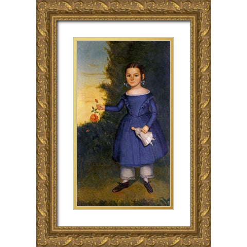 Portrait of Miss Annis Griffen Gold Ornate Wood Framed Art Print with Double Matting by Chandler, Joseph, Goodhue