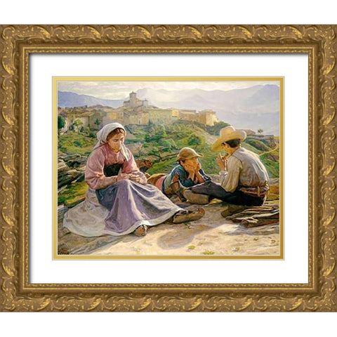 Pastorale, Civita DAntino Gold Ornate Wood Framed Art Print with Double Matting by Clement, Gad Frederick