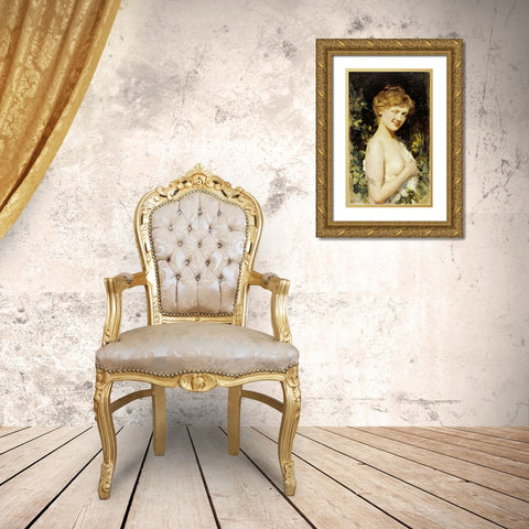 Le Clin Doeil Gold Ornate Wood Framed Art Print with Double Matting by Comerre, Leon Francois