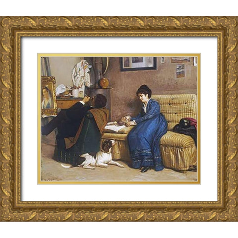 In The Studio Gold Ornate Wood Framed Art Print with Double Matting by Costa, Giovanni