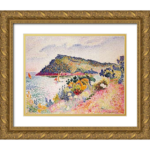 The Black Cape, Pramousquier Bay Gold Ornate Wood Framed Art Print with Double Matting by Cross, Henri-Edmond