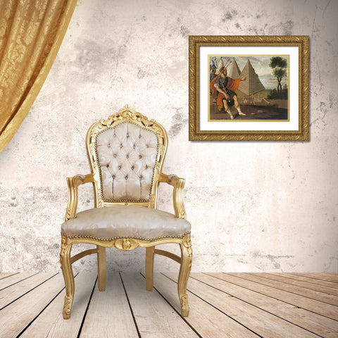 The Pyramids of Egypt Gold Ornate Wood Framed Art Print with Double Matting by School, Cuzco