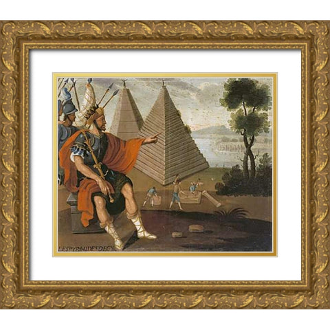 The Pyramids of Egypt Gold Ornate Wood Framed Art Print with Double Matting by School, Cuzco