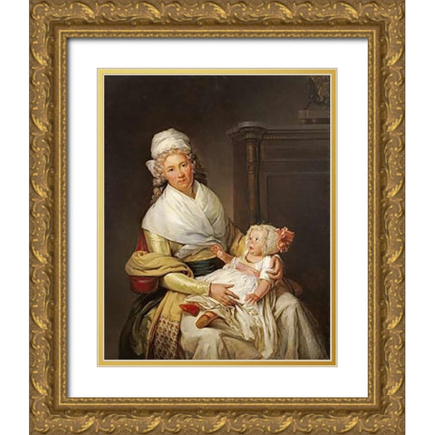 Portrait of Constantia Foster Gold Ornate Wood Framed Art Print with Double Matting by Danloux, Henri-Pierre