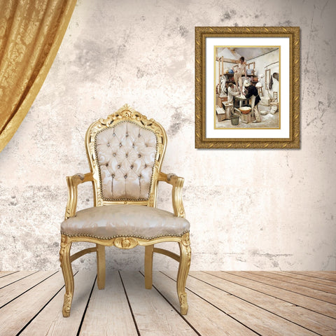 A Mould From Nature Gold Ornate Wood Framed Art Print with Double Matting by Dantan, Edouard Joseph