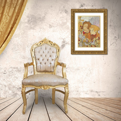 The Devils Coin Gold Ornate Wood Framed Art Print with Double Matting by De Feure, Georges