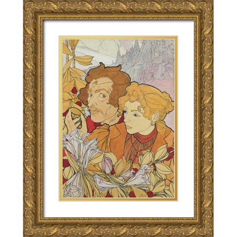 The Devils Coin Gold Ornate Wood Framed Art Print with Double Matting by De Feure, Georges