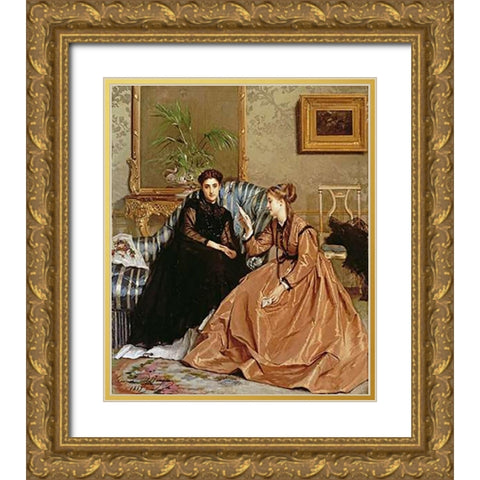 The Consolation Letter Gold Ornate Wood Framed Art Print with Double Matting by De Jonghe, Gustave