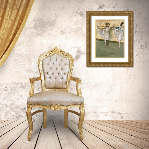 Dancers at The Bar Gold Ornate Wood Framed Art Print with Double Matting by Degas, Edgar