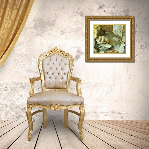Woman at Her Toilet Gold Ornate Wood Framed Art Print with Double Matting by Degas, Edgar
