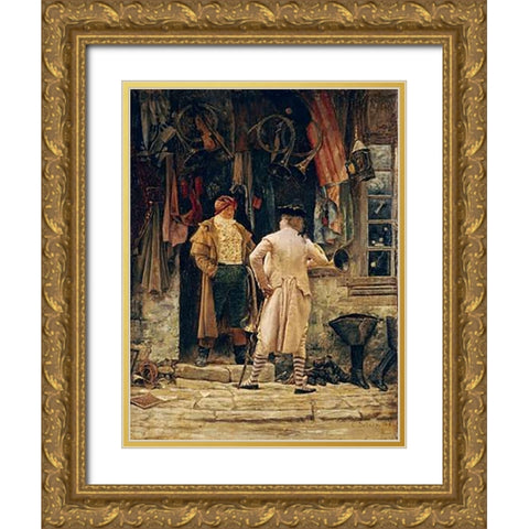 The Bargain Gold Ornate Wood Framed Art Print with Double Matting by Delort, Charles Edouard