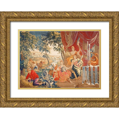 Summer Gold Ornate Wood Framed Art Print with Double Matting by Den Hecke, Jan Frans