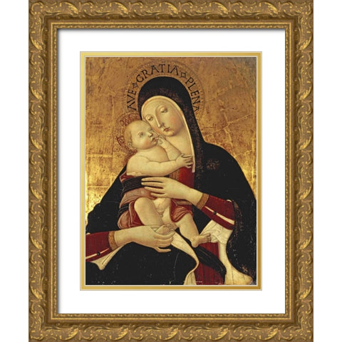 The Madonna and Child Gold Ornate Wood Framed Art Print with Double Matting by Di Giovanni, Benvenuto
