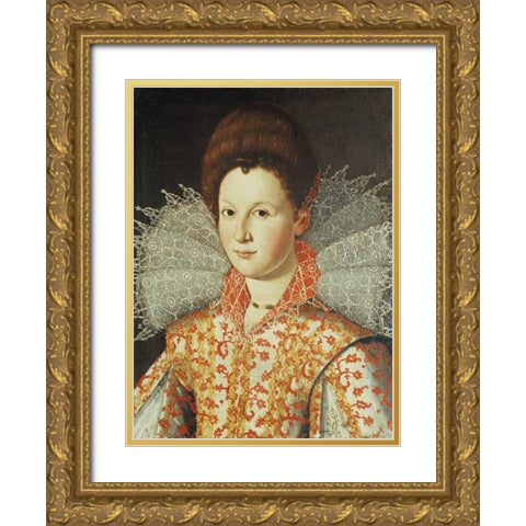 Portrait of a Lady Gold Ornate Wood Framed Art Print with Double Matting by Di Tito, Santi