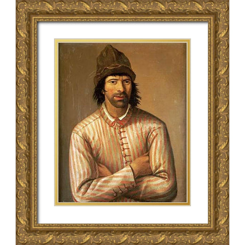 Tsar Peter The Great Gold Ornate Wood Framed Art Print with Double Matting by School, Dutch