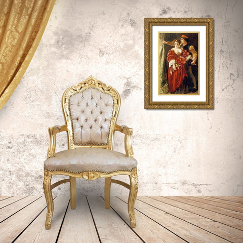 Lucrezia Borgia Gold Ornate Wood Framed Art Print with Double Matting by Elmore, Alfred