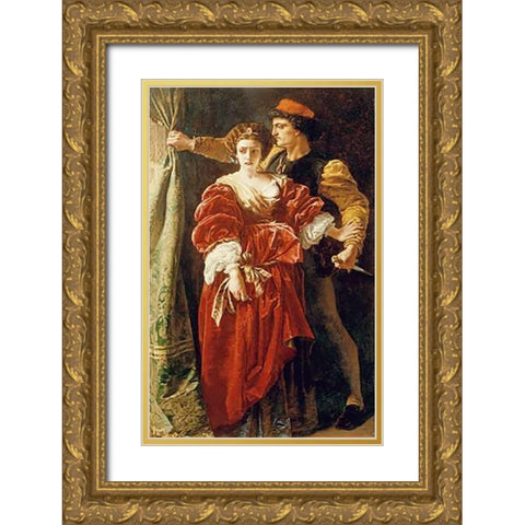 Lucrezia Borgia Gold Ornate Wood Framed Art Print with Double Matting by Elmore, Alfred