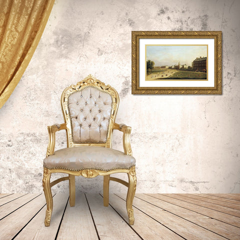 A View of The New Horse Guards Gold Ornate Wood Framed Art Print with Double Matting by English School