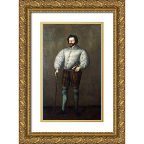 Sir Francis Drake Gold Ornate Wood Framed Art Print with Double Matting by English School