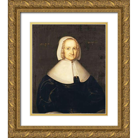 Portrait of Lady Elisabeth Cromwell Gold Ornate Wood Framed Art Print with Double Matting by English School