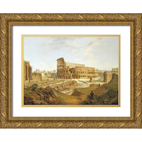The Colisseum, Rome Gold Ornate Wood Framed Art Print with Double Matting by Faure, Jean Victor Louis