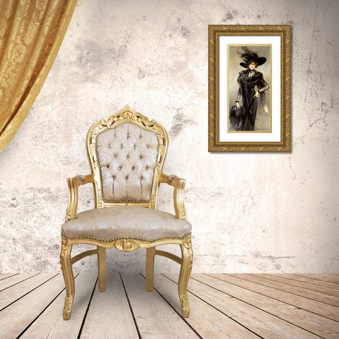 Fashionable Beauty Gold Ornate Wood Framed Art Print with Double Matting by Flameng, Francois