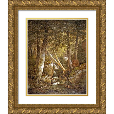 Wooded Interior Gold Ornate Wood Framed Art Print with Double Matting by Ford, Henry Chapman