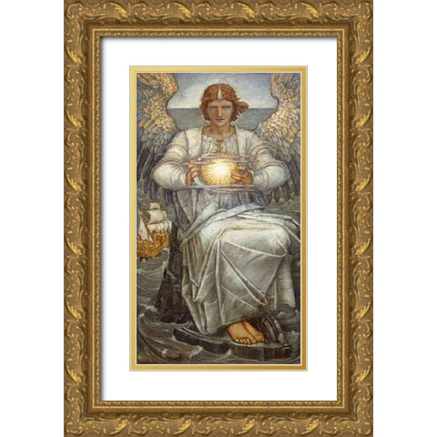 The Angel of The Sea Gold Ornate Wood Framed Art Print with Double Matting by Frampton, Edward Reginald