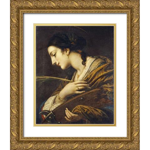 Saint Catherine of Alexandria Gold Ornate Wood Framed Art Print with Double Matting by Franceschini, Baldassare