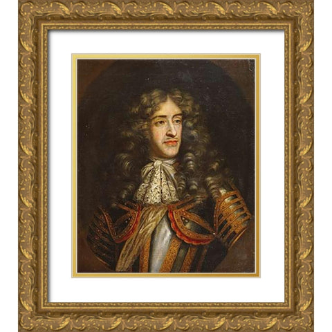 Portrait of James, Duke of York Gold Ornate Wood Framed Art Print with Double Matting by Gascars, Henri