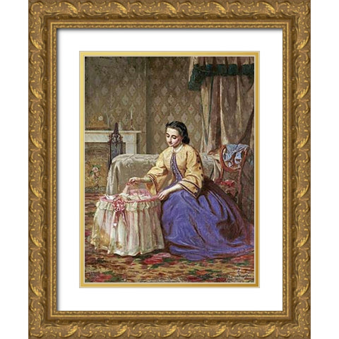The First Toy Gold Ornate Wood Framed Art Print with Double Matting by Girardot, Ernest Gustave