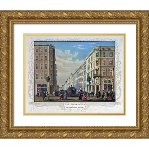 Neuer Wall Seen From Jungfernsteig Gold Ornate Wood Framed Art Print with Double Matting by Gray, James