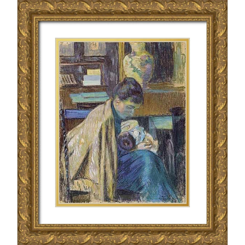 Madame Guillaumin Gold Ornate Wood Framed Art Print with Double Matting by Guillaumin, Armand