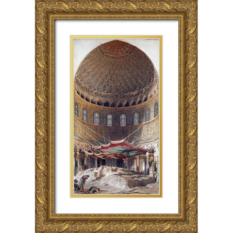 The Holy Rock, Summit of Mount Moriah, Jerusalem Gold Ornate Wood Framed Art Print with Double Matting by Haag, Carl