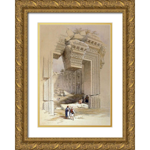 The Doorway of The Temple of Bacchus Gold Ornate Wood Framed Art Print with Double Matting by Hague, Louis