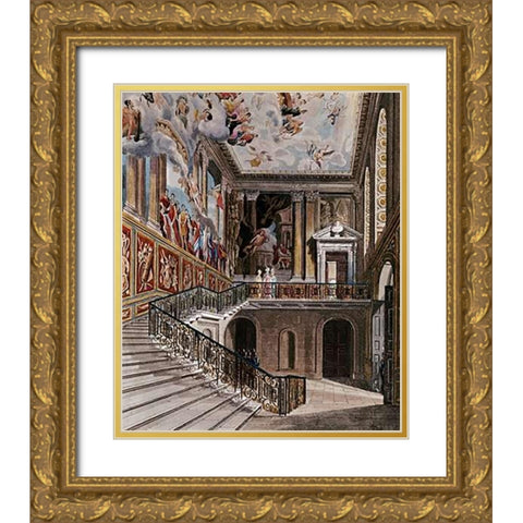 Grand Staircase, Hampton Court Gold Ornate Wood Framed Art Print with Double Matting by Havell, D.
