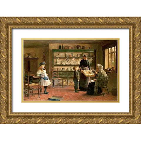 Gone But Not Forgotten Gold Ornate Wood Framed Art Print with Double Matting by Hayllar, James