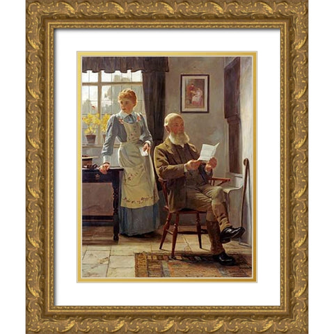 The Letter Gold Ornate Wood Framed Art Print with Double Matting by Hayllar, James