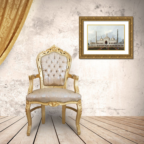 Mosque at Lucknow Gold Ornate Wood Framed Art Print with Double Matting by Hill, J.