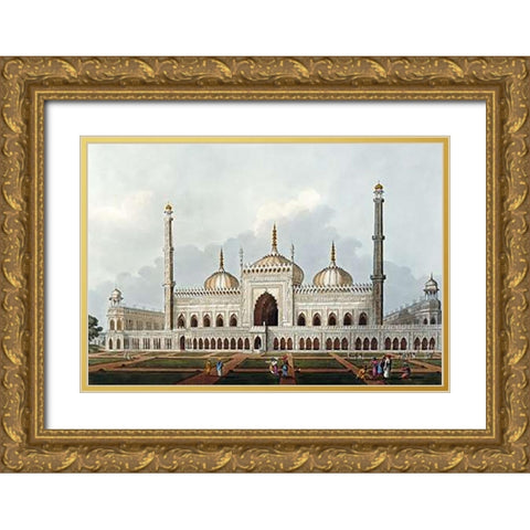 Mosque at Lucknow Gold Ornate Wood Framed Art Print with Double Matting by Hill, J.