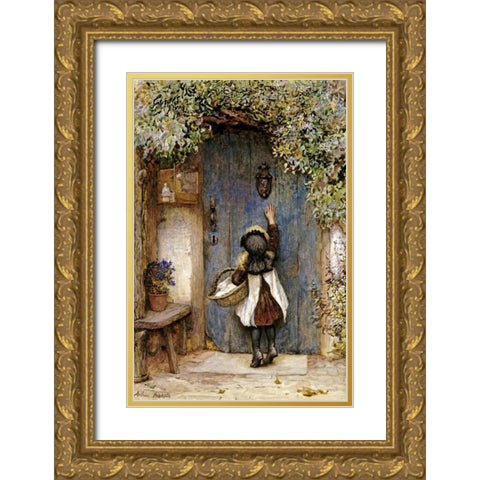 The Visitor Gold Ornate Wood Framed Art Print with Double Matting by Hopkins, Arthur