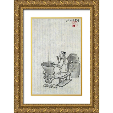 A Potter Gold Ornate Wood Framed Art Print with Double Matting by Junkeun, Kim