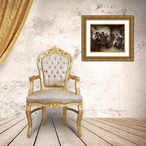 Vintagetillion Im Wirtshaus Gold Ornate Wood Framed Art Print with Double Matting by Kauffmann, Hugo