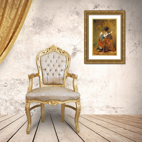 The Favorite Doll Gold Ornate Wood Framed Art Print with Double Matting by Kaulbach, Hermann