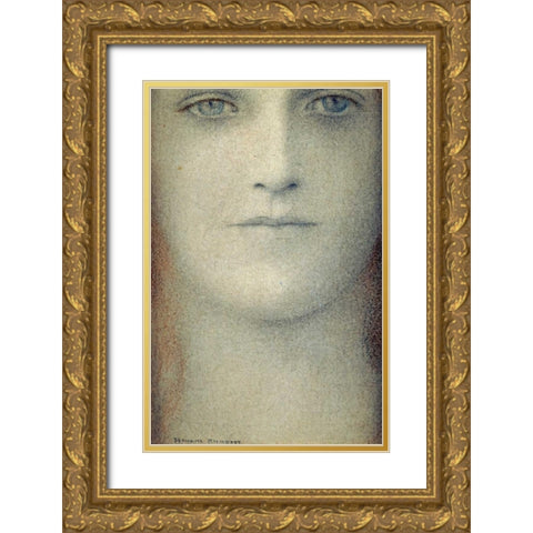 Study of a Woman Gold Ornate Wood Framed Art Print with Double Matting by Khnopff, Fernand